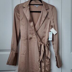 Guess Tan Long Sleeve Wrap Dress Size XS